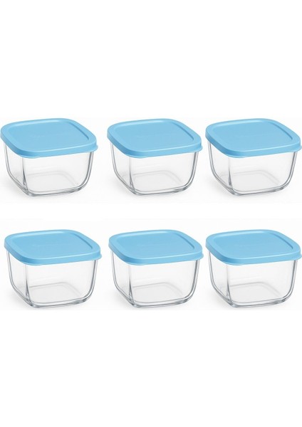 6’lı Cam Saklama Kabı Seti 275ML, Mavi Kapaklı, Gıda ve Kahvaltılık Saklama, Servis Kasesi modelleri