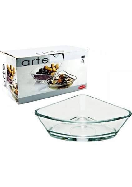 Şık 6'lı Üçgen Cam Kase Seti, Çerezlik ve Kahvaltılık, Beyaz Renk