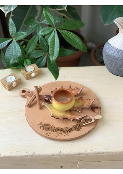 Şık Dekoratif Yaprak Figürlü Kahve Fincanı Seti, Tekli, Sarı Renk fırsatları