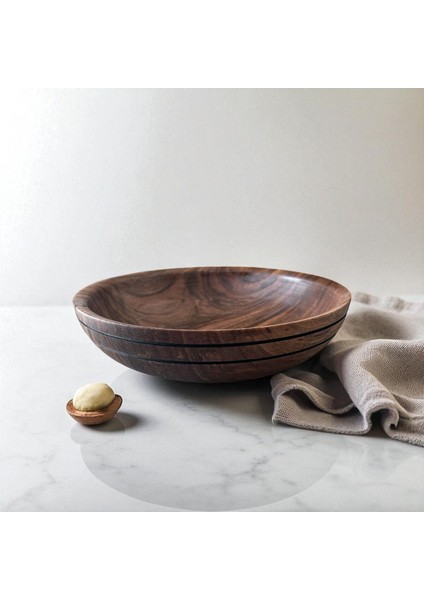 20 cm Ceviz Ahşap Kase, Şık ve Doğal Dekoratif Seçenek