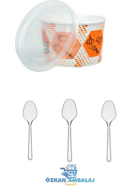 Beyaz 100'LÜ Kapaklı Çorba Kasesi Seti, Plastik Lüx Kaşık Hediye