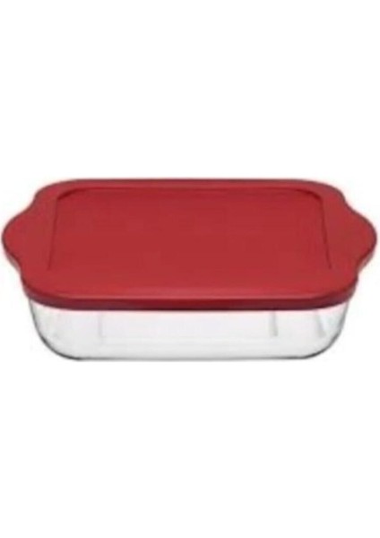 Turuncu Silikon Kapaklı Kare Borcam Tepsi, Dayanıklı ve Şık Mutfak Ürünü