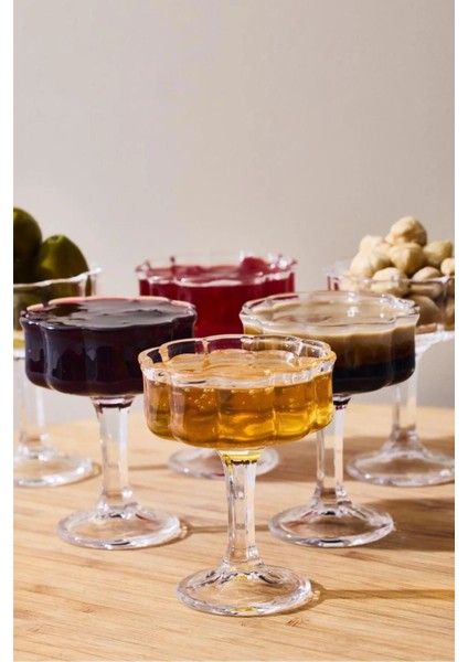 6'lı Cam Ayaklı Kahve Yanı Lokumluk ve Sunumluk, 50ML, Beyaz fiyatları