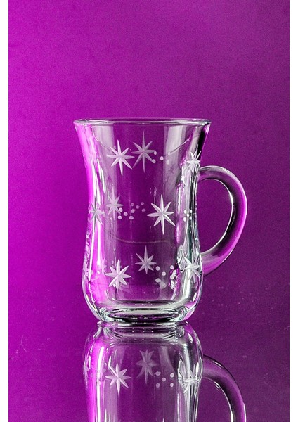 6'lı Renkli Kulplu Çay Bardağı 145CC Sema Desenli, Şık ve Kullanışlı Set modelleri