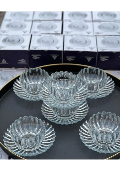 12 Parça Kristal Cam Çerezlik ve Sunumluk Seti, Şık ve Kullanışlı Ikramlık Takımı fiyatları