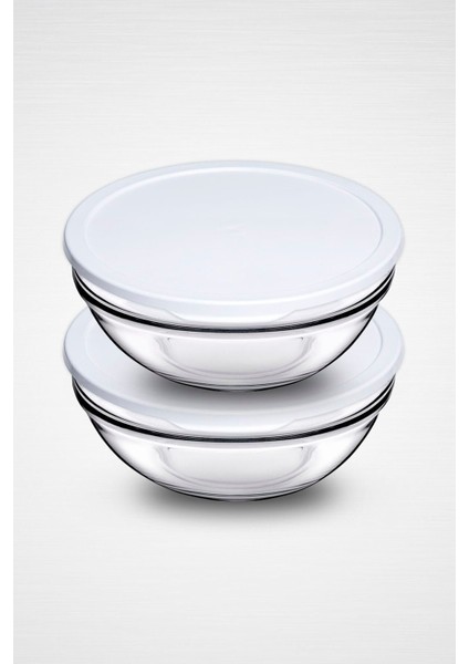 Beyaz 2'li Kapaklı Saklama Kabı ve Kase Takımı 1700CC, Pratik ve Şık Kullanım