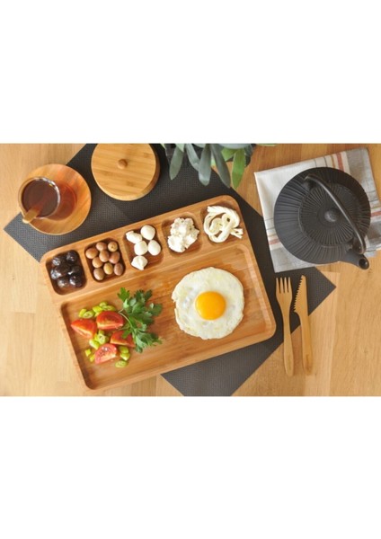 6 Bölmeli Servis Tabağı, Bej, Şık ve Pratik Sunum, Dayanıklı ve Estetik Tasarım