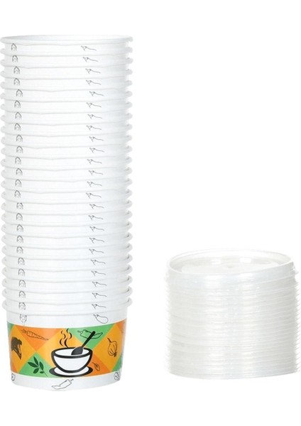 Kapaklı Karton Çorba Kasesi, 25 Adet, Ekru, Klasik Tasarım modelleri