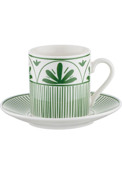 Yeşil 2 Kişilik Bone Seramik Kahve Fincan Takımı 90 ml