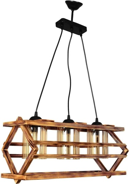 Kahverengi Ahşap 3'lü Avize, Şık ve Modern Aydınlatma Seçeneği fiyatları