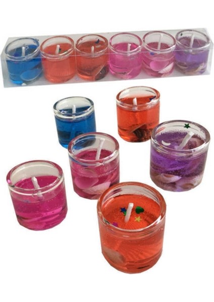 Renkli Deniz Temalı Mum Jel Seti, Cam Kutuda, 6 Adet fiyatları