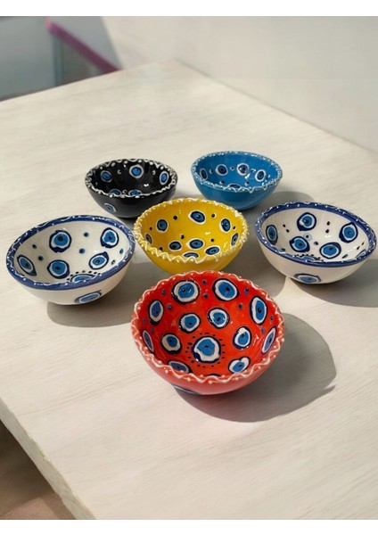 Renkli Işlemeli Çini Seramik Sosluk, Reçellik ve Çerezlik Seti modelleri