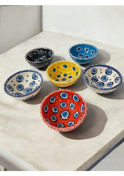 Renkli Işlemeli Çini Seramik Sosluk, Reçellik ve Çerezlik Seti indirimleri