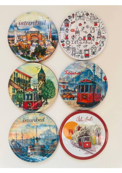 6'lı Istanbul Temalı Mantar Bardak Altlığı Seti