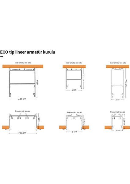 Sıva Üstü Lineer Aydınlatma, Siyah, Sarkıt, 3CMX40CM, 4000K modelleri