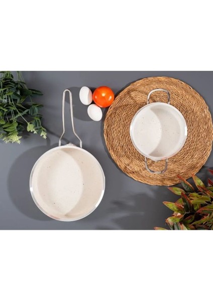 Bej Granit Yapışmaz Tabanlı Ikili Tava Seti, Dayanıklı ve Şık Mutfak Gereçleri fiyatları