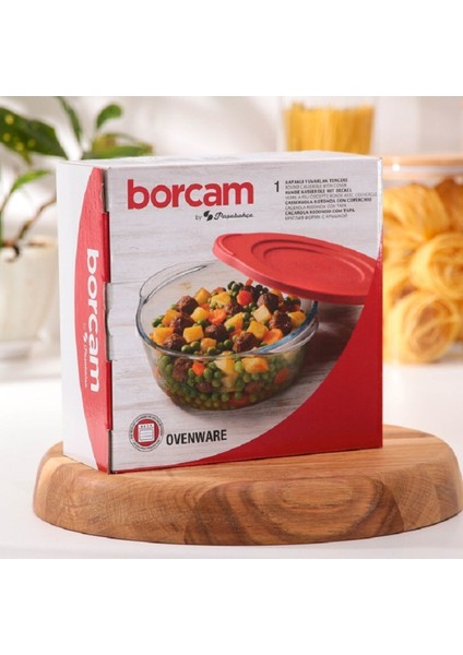 Kapaklı Yuvarlak Borcam Tencere 1450CC, Dayanıklı ve Şık Mutfak Gereci