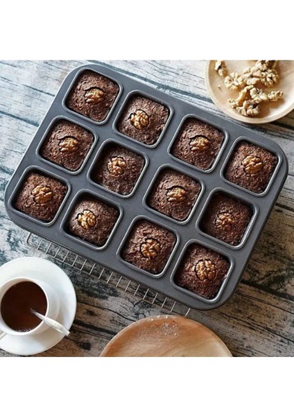 Kare Brownie 12'li Kek Kalıbı, Şık ve Dayanıklı Mutfak Gereci modelleri