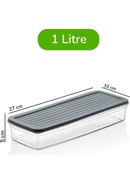 12'li Antrasit Kapaklı Saklama Kabı, Buzdolabı ve Mikrodalga Dostu, 18L