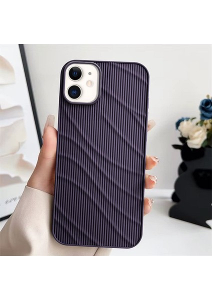 Apple iPhone 12 Uyumlu Kılıf Zebana Fine-Line Silikon Kılıf Derin Mor