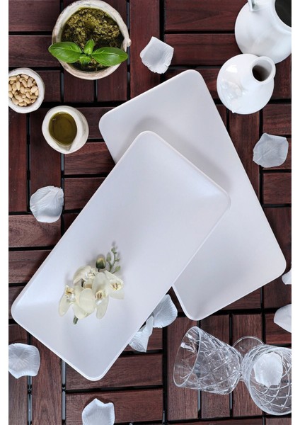 Kırık Beyaz Siera Kayık Tabak 33 Cm, 2'li Set, Şık ve Zarif Sofra Tasarımı