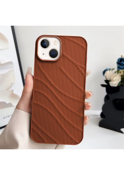 Apple iPhone 13 Uyumlu Kılıf Zebana Fine-Line Silikon Kılıf Kahverengi