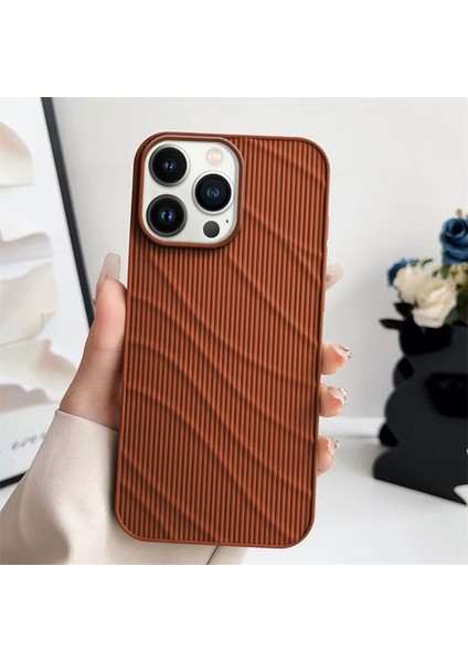Apple iPhone 16 Pro Uyumlu Kılıf Zebana Fine-Line Silikon Kılıf Kahverengi