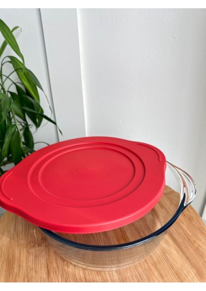 Yuvarlak Siyah Cam Kapaklı Büyük Borcam, Dayanıklı ve Şık Tasarım