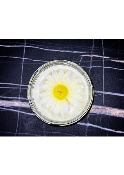 300 cc Siyah Kapaklı Cam Kavanoz Kokulu Mum, Soya Wax, Hediyelik, Papatya fiyatları