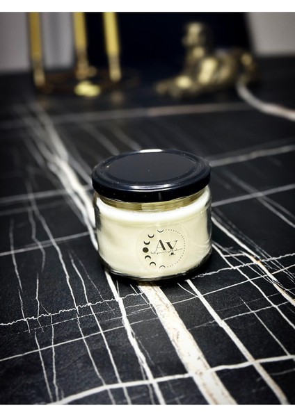 300 cc Siyah Kapaklı Cam Kavanoz Kokulu Mum, Soya Wax, Hediyelik, Papatya modelleri