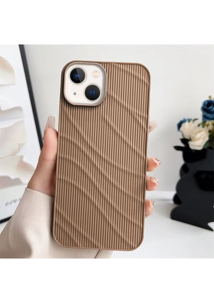 Apple iPhone 14 Uyumlu Kılıf Zebana Fine-Line Silikon Kılıf Desert Titanyum