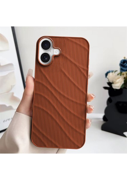 Apple iPhone 16 Plus Uyumlu Kılıf Zebana Fine-Line Silikon Kılıf Kahverengi