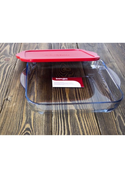 Kare Borcam Tepsi, Silikon Kapaklı, Kırmızı, Dayanıklı ve Şık Tasarım fiyatları