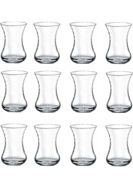 12'li Turuncu Optikli Ince Belli Çay Bardak Seti