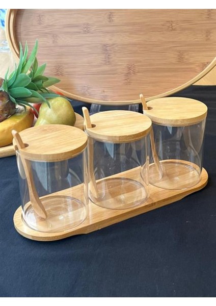 Bambu Kapaklı Borosilikat Cam 3'lü Set, Çok Renkli, Dayanıklı, Şık ve Pratik Kullanım fiyatları