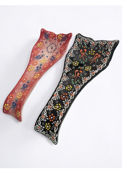 El Yapımı Seramik Dekoratif Kaşıklık ve Kepçe Altlığı, Kırmızı Renkli modelleri