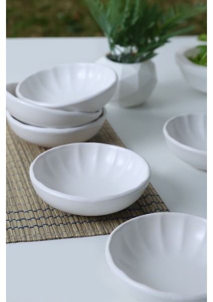 Beyaz 12 cm Çerezlik ve Sosluk Takımı 6'lı Set