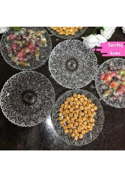 6'lı Beyaz Kristal Cam Tatlı ve Çerez Tabağı, 12 Cm, Şık ve Dayanıklı Set fiyatları