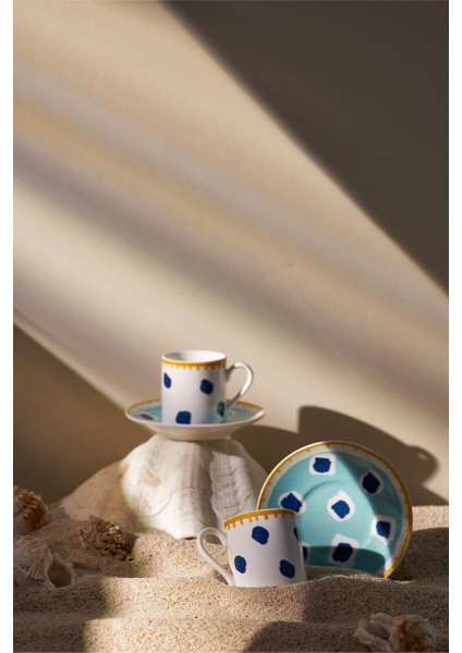 Çok Renkli 2 Kişilik Kahve Fincan Takımı, Şık ve Renkli Tasarım