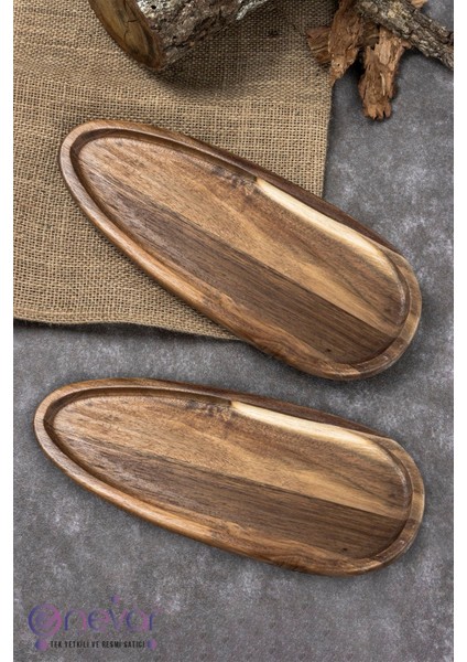 Kahverengi Oval Sunum Tabağı Seti, Zarif ve Şık Tasarım, 2'li Paket