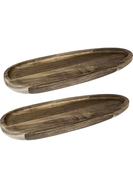Kahverengi Oval Sunum Tabağı Seti, Zarif ve Şık Tasarım, 2'li Paket fırsatları