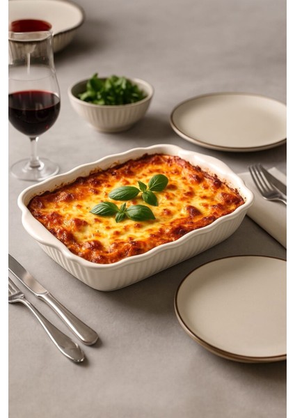 Beyaz Kare Servis Tabağı ve Salata Kasesi, Sunum ve Fırın Için Şık Tasarım