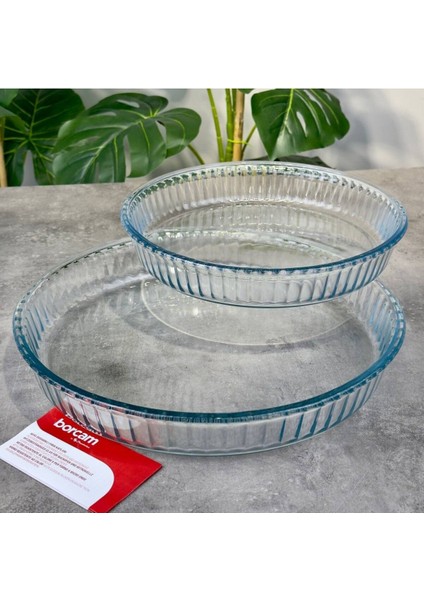 Yuvarlak Cam Tepsi Seti 2'li 32-26 cm Beyaz modelleri