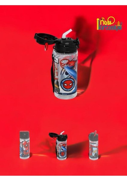 Renkli 500 ml Spiderman Pipetli Plastik Matara ve Suluk Seti fiyatları