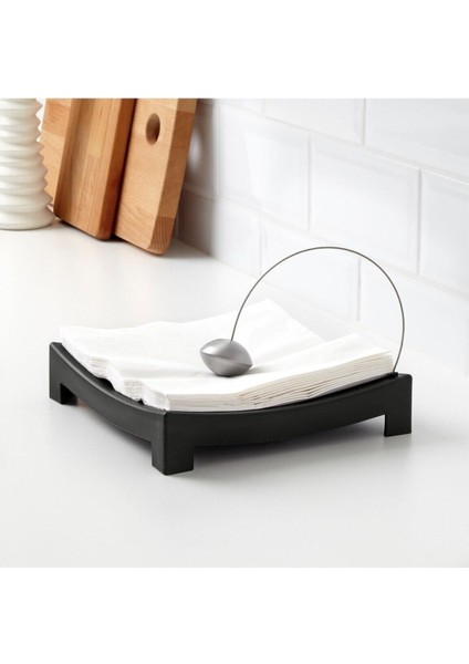 Şık Topuzlu Peçetelik, 22X22X5 Cm, Siyah