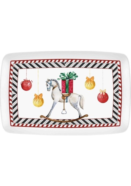 Yılbaşı Temalı Nutcracker Dikdörtgen Servis Tabağı 34X25 Cm, Renkli ve Şık Tasarım fiyatları