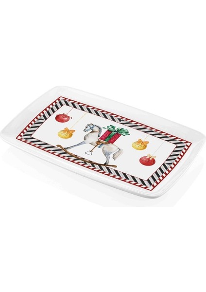 Yılbaşı Temalı Nutcracker Dikdörtgen Servis Tabağı 34X25 Cm, Renkli ve Şık Tasarım modelleri