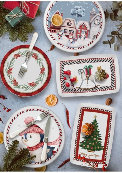 Yılbaşı Temalı Nutcracker Dikdörtgen Servis Tabağı 34X25 Cm, Renkli ve Şık Tasarım fırsatları