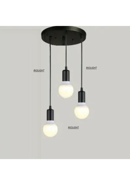 Şık Siyah Metal Sarkıt Avize, 30CM Tabana Sahip, Modern ve Estetik Tasarım