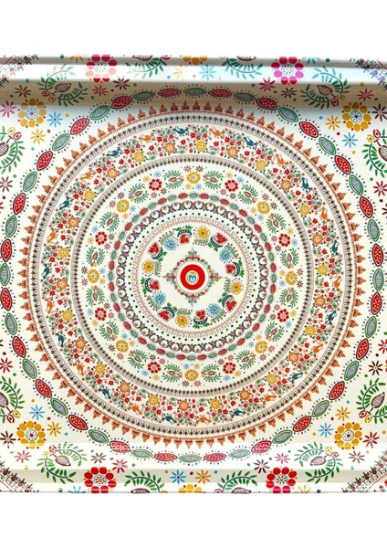 Kilim Desenli Metal Çay Tepsisi, 32X22CM, Şık ve Dayanıklı Sunum Tepsisi fiyatları